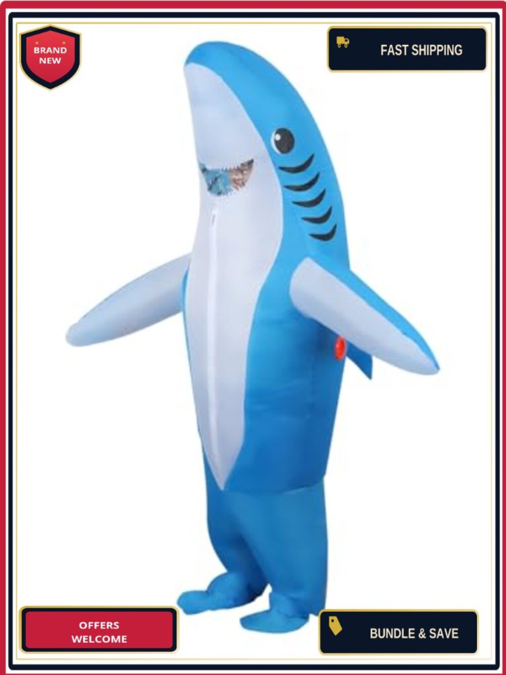Inflatable Shark Costume Adult Halloween Cosplay Party Polyester